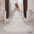 Kuuma myynti Sheer White Pitkähihainen Lace Bridal Wedding Gown